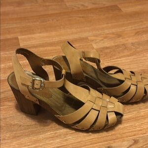 Topshop Tan Strappy Heeled woven Sandals